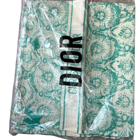 CHRISTIAN DIOR Canvas Dioriviera Toile de Jouy Soleil Tote Aquamarina - Picture 3 of 5